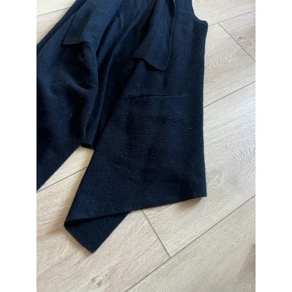 Vince Black Ribbed Knit Waterfall Cardigan Vest XS Made‎ in China - Picture 4 of 8